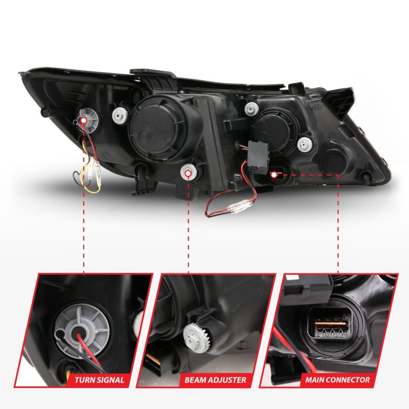 ANZO 2011-2013 Kia Optima Projector Headlights w/ Halo Black (CCFL) 121460