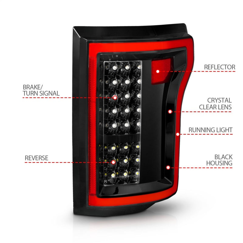 ANZO 2015-2016 Ford F-150 LED Taillights Black 311261