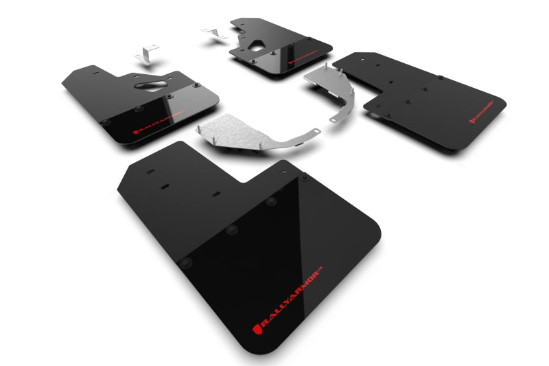 Rally Armor 21-22 Ford Bronco (Steel Bmpr + RR - NO Rptr/Sprt) Blk Mud Flap w/Red Logo MF85-RR-ST-RD