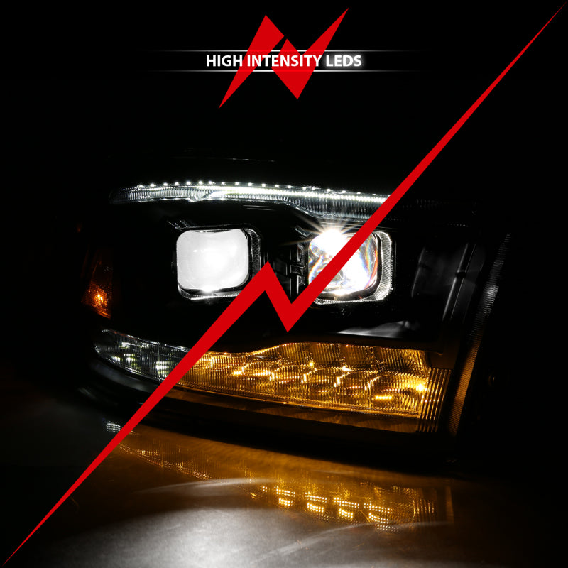 ANZO 2009-2018 Dodge Ram 1500 Led Projector Plank Style Switchback H.L Halo Black Amber (OE Style) 111464