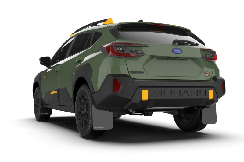 Rally Armor 2024 Subaru Crosstrek (Wilderness Only) Black UR Mudflap W/Wild-Orange Logo No Drill Req MF116-UR-BLK-WOR