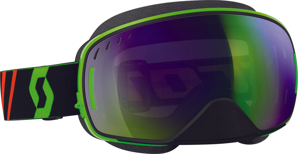 SCOTT Lcg Sno-X Goggle Blk/Flo Grn W/Illuminator Red Lenses 246437-5401309