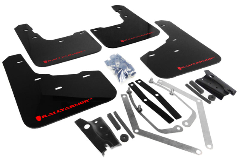 Rally Armor 13+ Ford Fiesta ST Black Mud Flap w/ Red Logo MF29-UR-BLK/RD