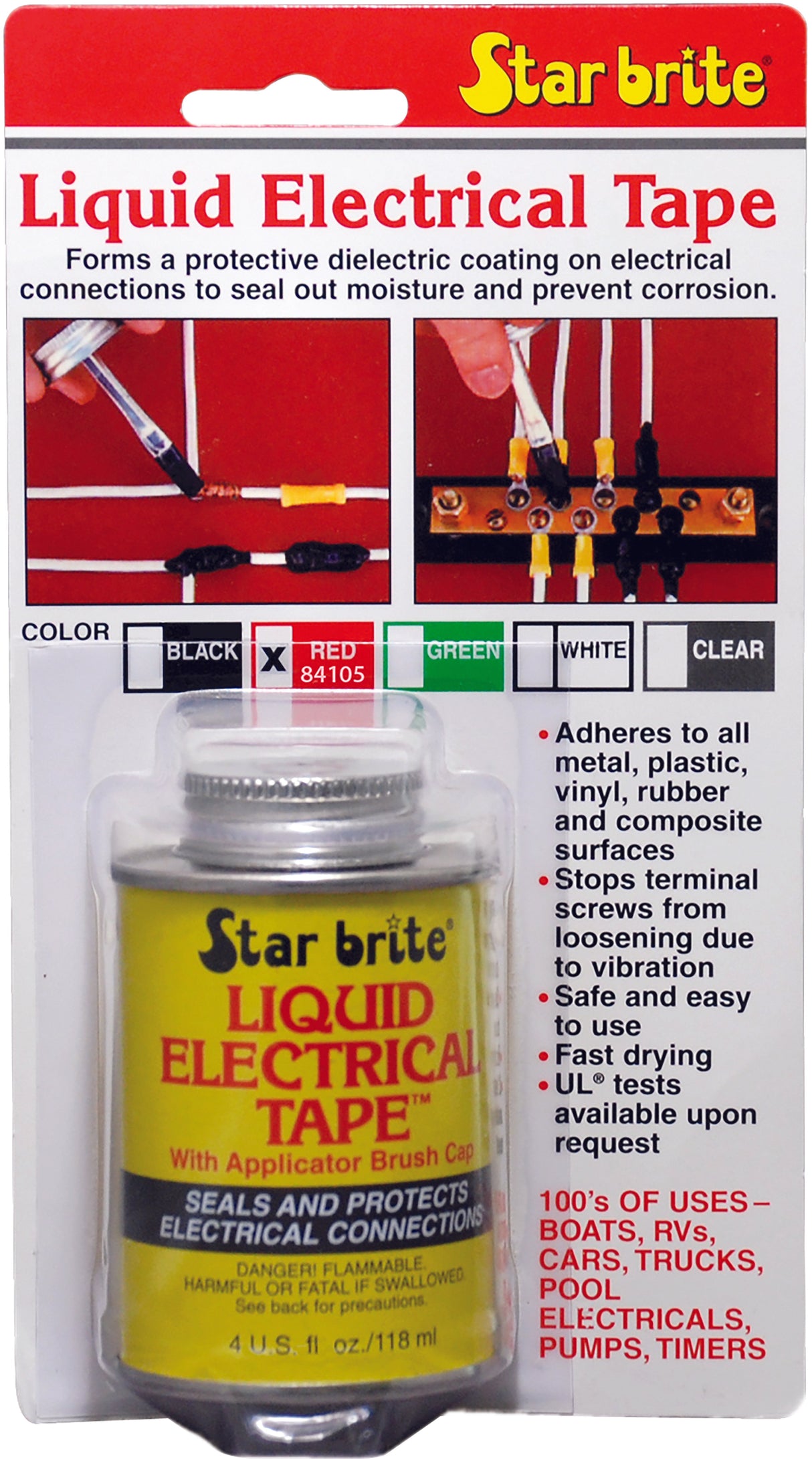 STAR BRITE Liquid Electrical Tape Red 4 Oz 84105