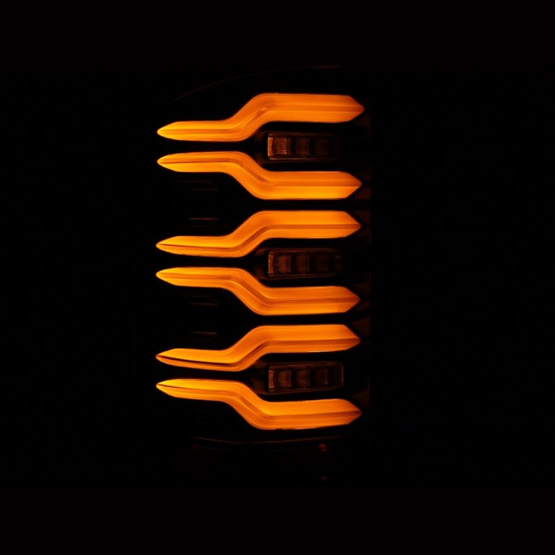 AlphaRex 14-18 GMC Sierra 1500/2500HD/3500HD LUXX-Series LED Tail Lights Alpha-Blk Actv Lgt Seq. Sig 630030