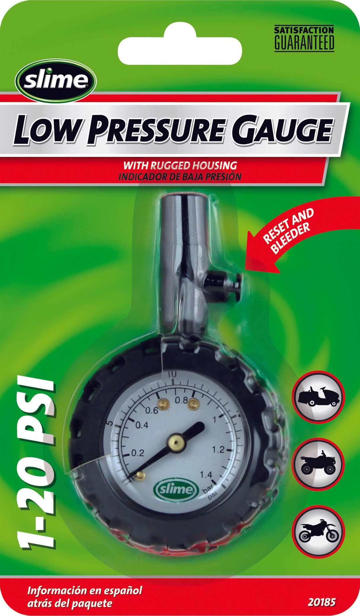 SLIME 1-20 Psi Dial Gauge W/Bleed Valve 20185