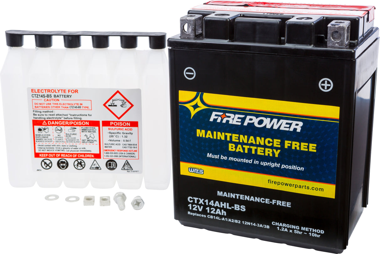 FIRE POWER Battery Ctx14ahl-Bs Maintenance Free CTX14AHL-BS
