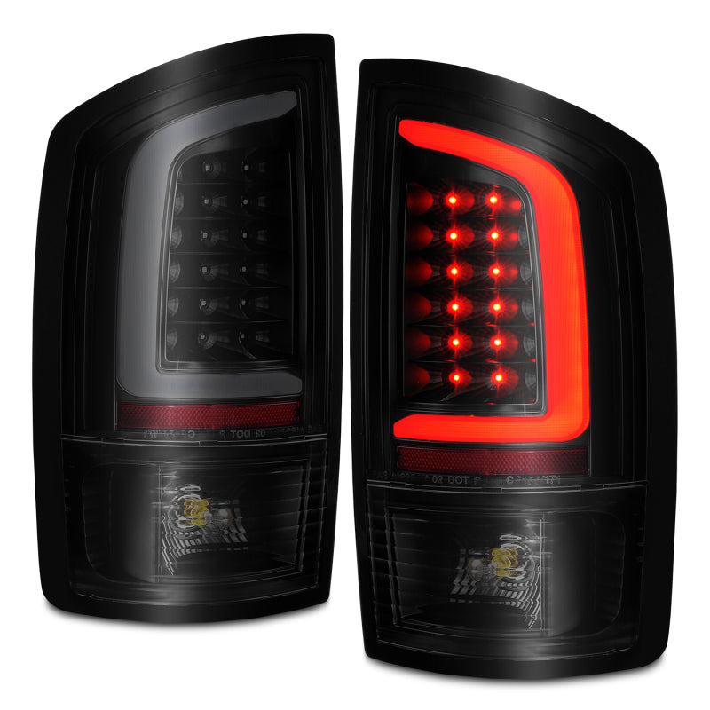 ANZO 2002-2006 Dodge Ram 1500 LED Tail Lights w/ Light Bar Black Housing Smoke Lens 311369