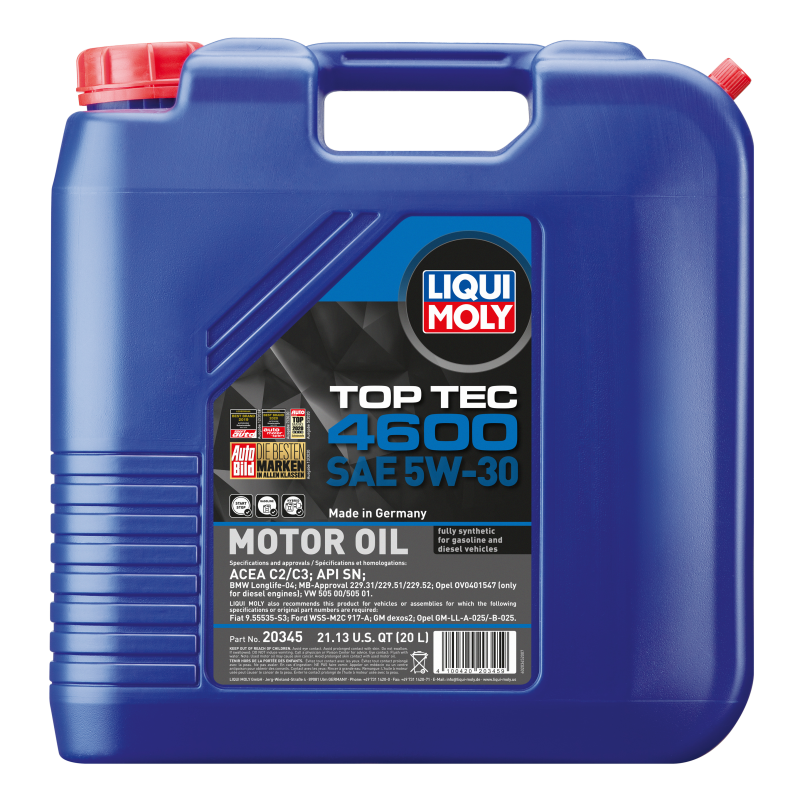 LIQUI MOLY 20L Top Tec 4600 Motor Oil SAE 5W30 20345