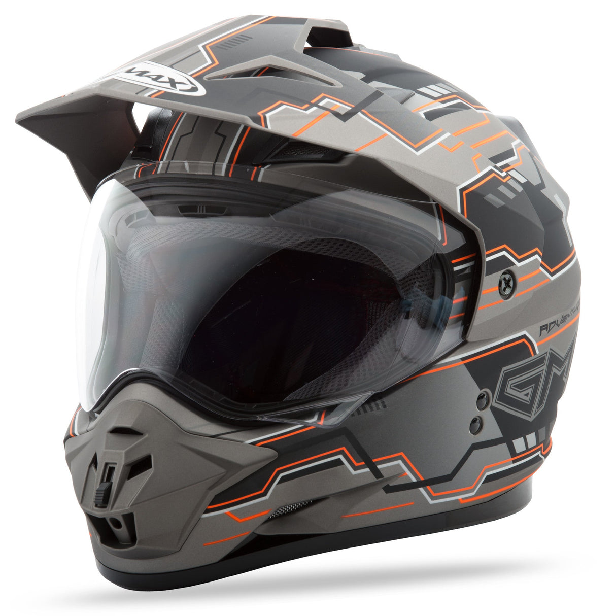 GMAX Gm-11 Dual-Sport Adventure Helmet Matte Blk/Hi-Vis Org Sm G5117694 TC-26