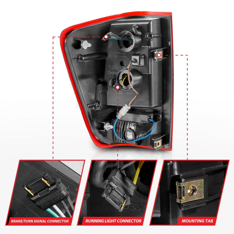 Anzo 04-15 Nissan Titan Full LED Tailights Chrome Housing Red/Clear Lens 311422