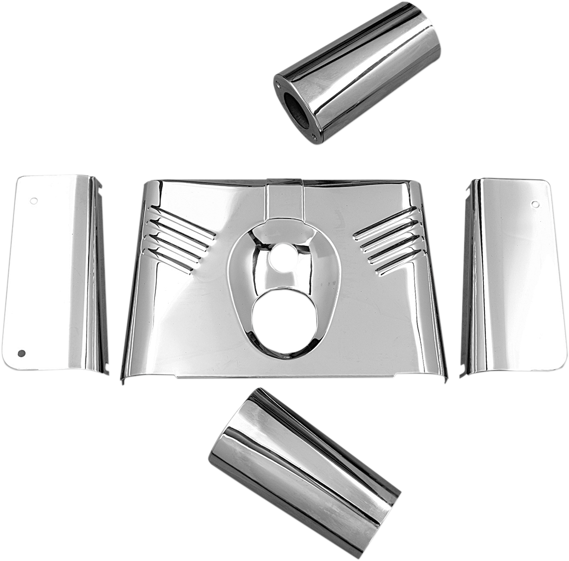 DRAG SPECIALTIES Latas para horquilla de 5 piezas - Cromadas - Acanaladas - '86-'17 FLST 74157