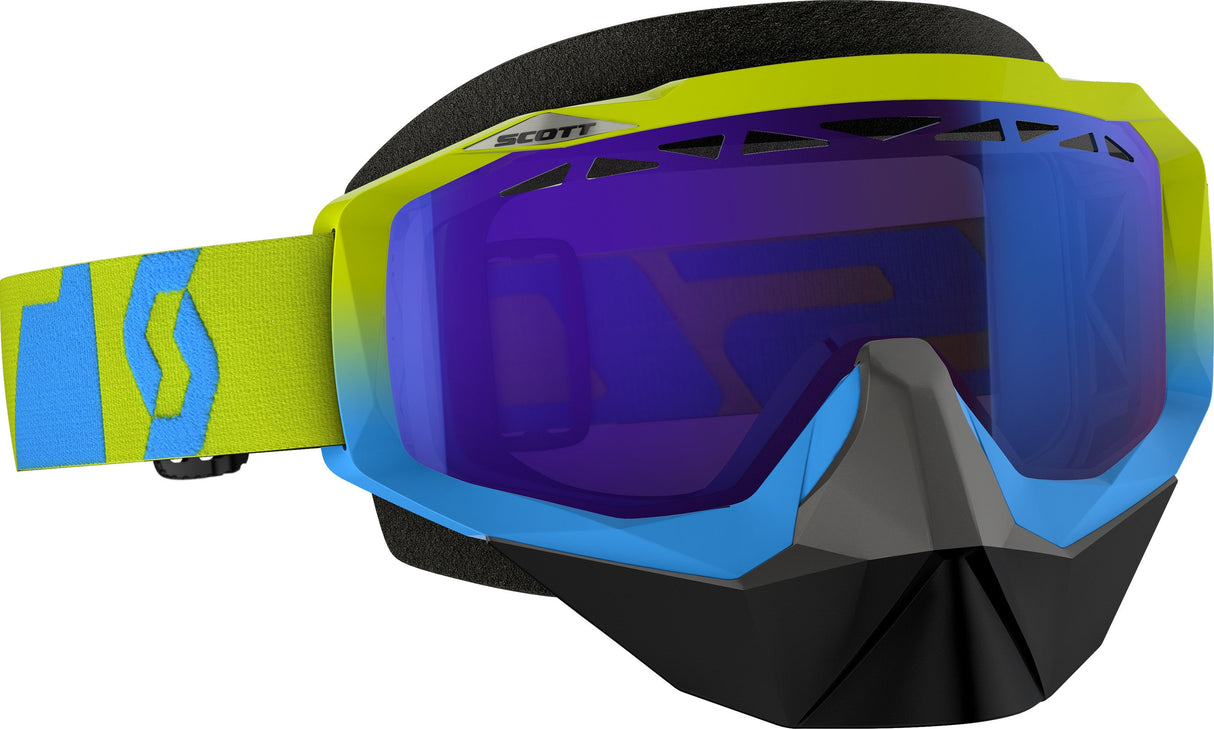 SCOTT Hustle Snocross Goggle Oxide Blue/Green W/Blue Chrome Lens 240528-4967007