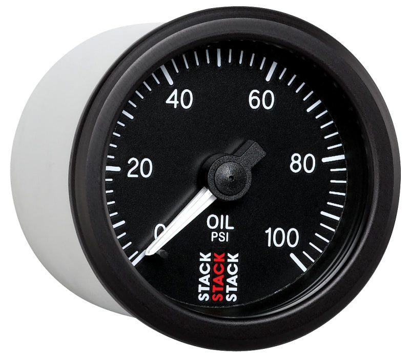 Autometer Stack 52mm 0-100 PSI 1/8in NPTF (M) Mechanical Oil Pressure Gauge - Black ST3102