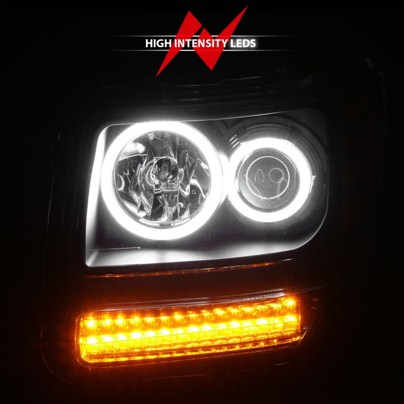 ANZO 2007-2012 Dodge Nitro Projector Headlights w/ Halo Black (CCFL) G2 111145