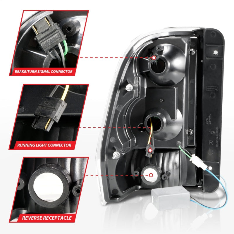 ANZO 2002-2009 Chevrolet Trailblazer LED Tail Lights w/ Light Bar Chrome Housing Clear Lens 311373