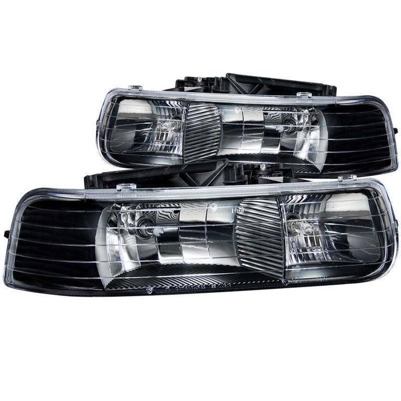 ANZO 1999-2002 Chevrolet Silverado 1500 Crystal Headlights Black 111155