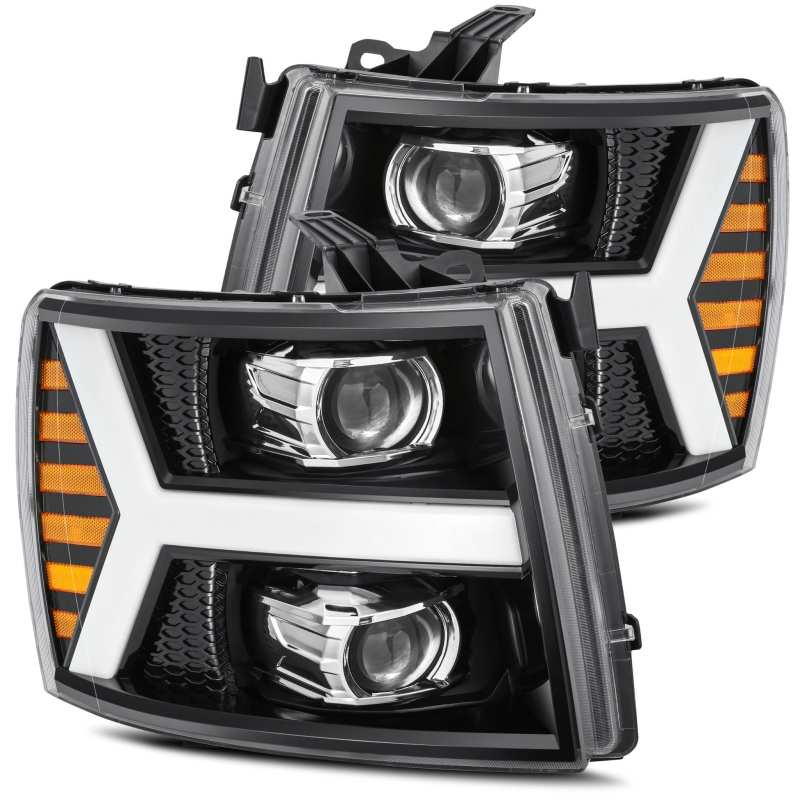 AlphaRex 07-13 Chevy 1500HD PRO-Series Proj Headlight Plank Style Gloss Blk w/Activ Light/Seq Signal 880206