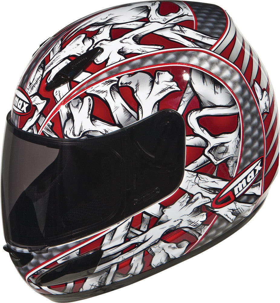 GMAX Gm-48 Full Face Bones Red/White/Silver/Black Xs G948203 TC-1