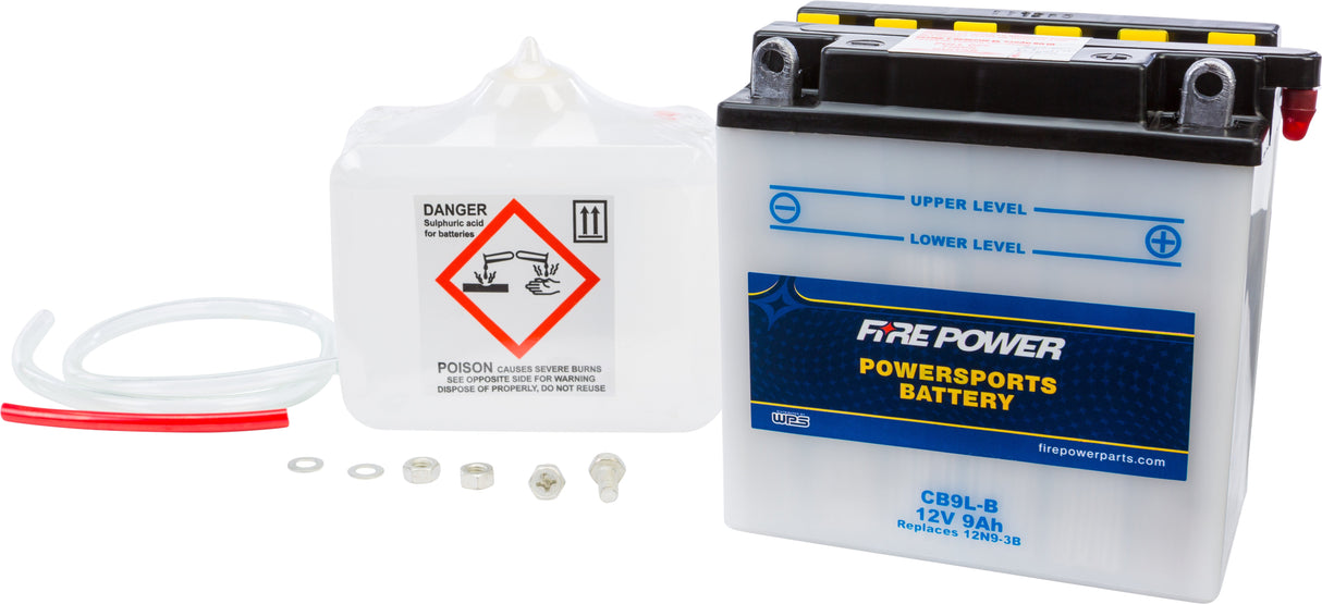 FIRE POWER Battery W/Acid Cb9l-B 12v Heavy Duty CB9L-B