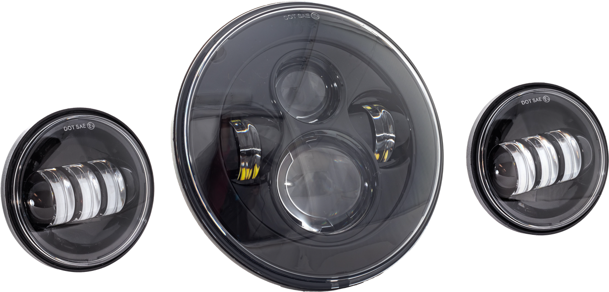 LETRIC LIGHTING CO7" Led Hdlgt W/ Pass Lamps Blk IndianLLC-ILHK-7B