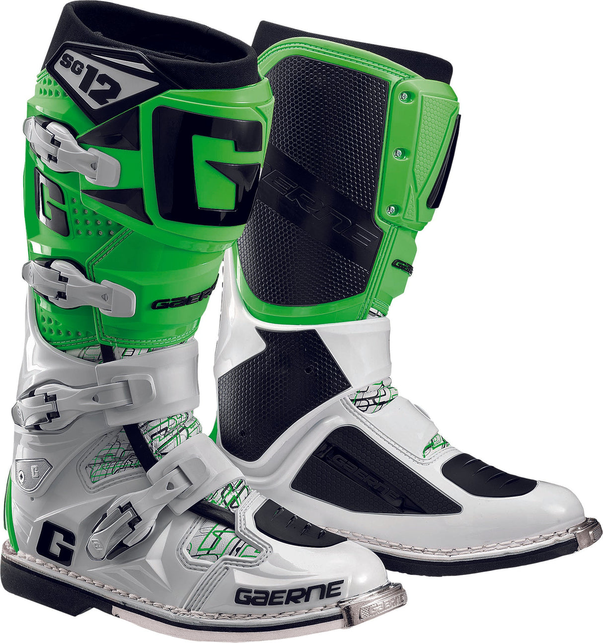 GAERNE Sg-12 Boots White/Green Sz 14 2174-020-014