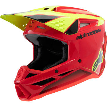 ALPINESTARS Youth SM3 Helmet - Fray - Gloss Red/Yellow Fluo/Black - Large 8301625-3051-YL