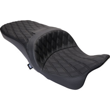 DRAG SPECIALTIES Freedom Seat - Vinyl - Double Diamond Black Stitch - FLH '09-'23 0801-1481