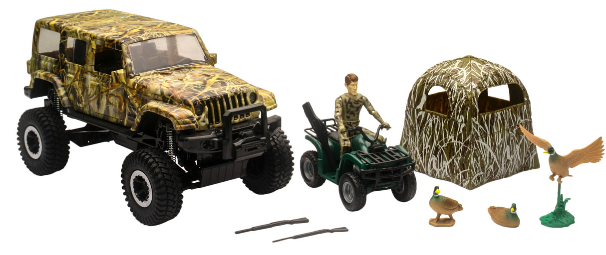 NEW-RAYReplica 1:18 Jeep Wrangler Duck Hunting Play Set76556