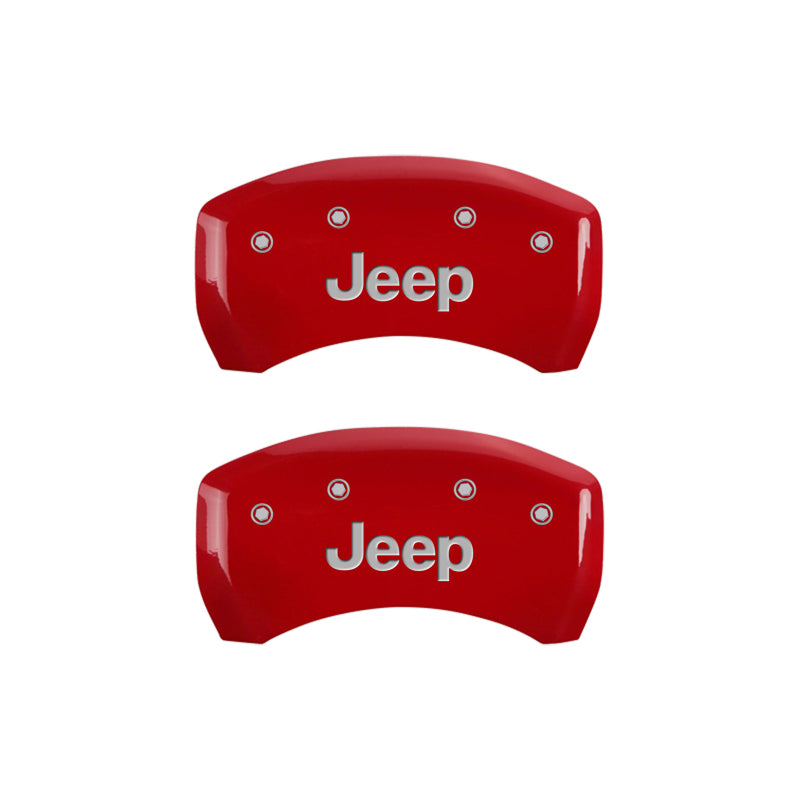 MGP 4 Caliper Covers Engraved Front & Rear JEEP Red finish silver ch 42012SJEPRD