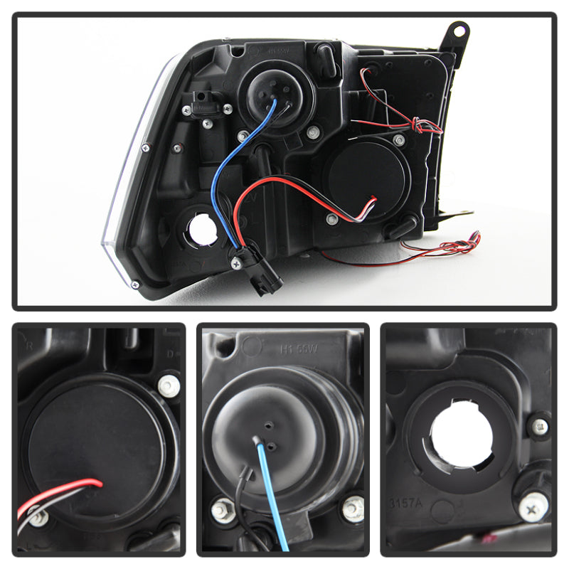 Spyder Dodge Ram 1500 09-14 10-14 Projector Headlights Halogen- LED Halo LED - Blk PRO-YD-DR09-HL-BK 5010032