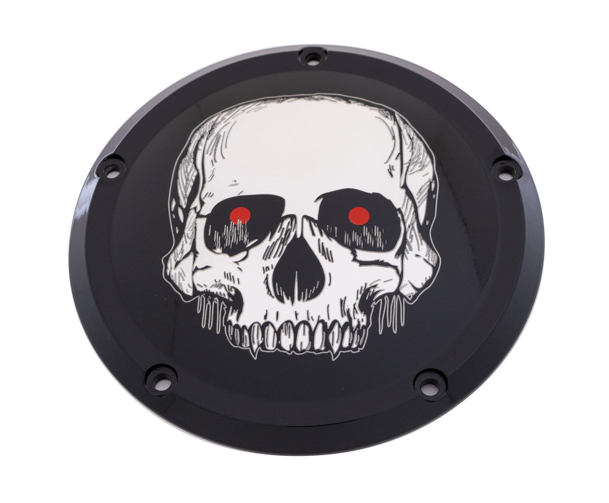 CUSTOM ENGRAVING 7 M8 Flt/Flh Derby Cover Skull Black SKUL33-46BG