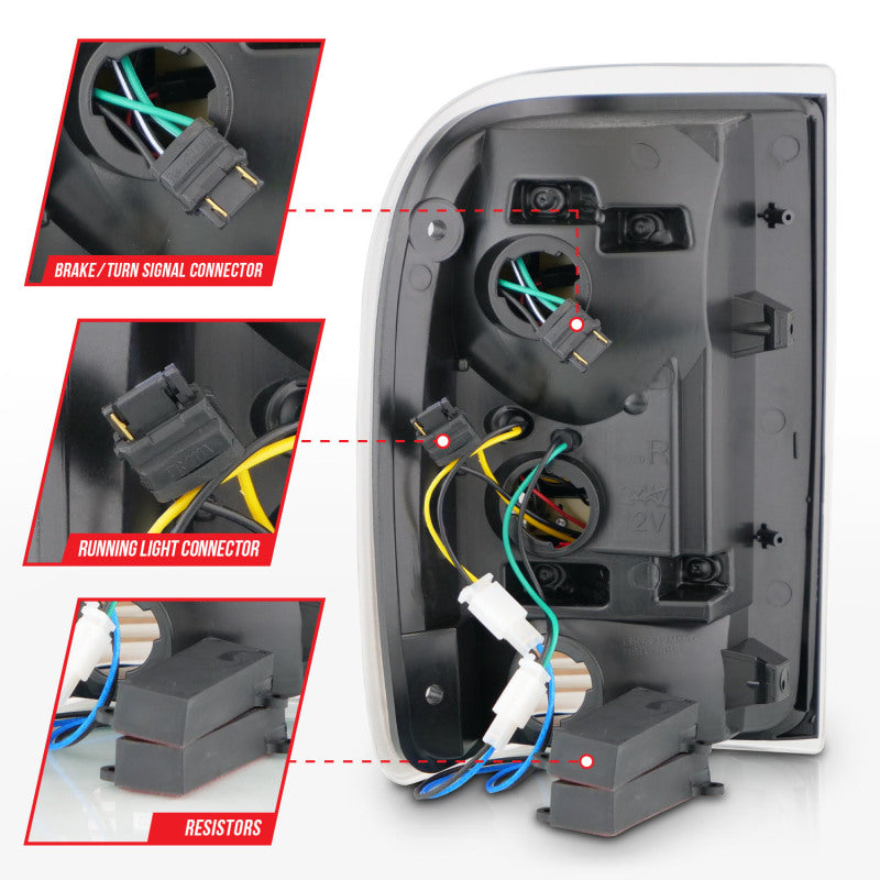 ANZO 1993-1997 Ford Ranger LED Tail Lights w/ Light Bar Black Housing Clear Lens 311359