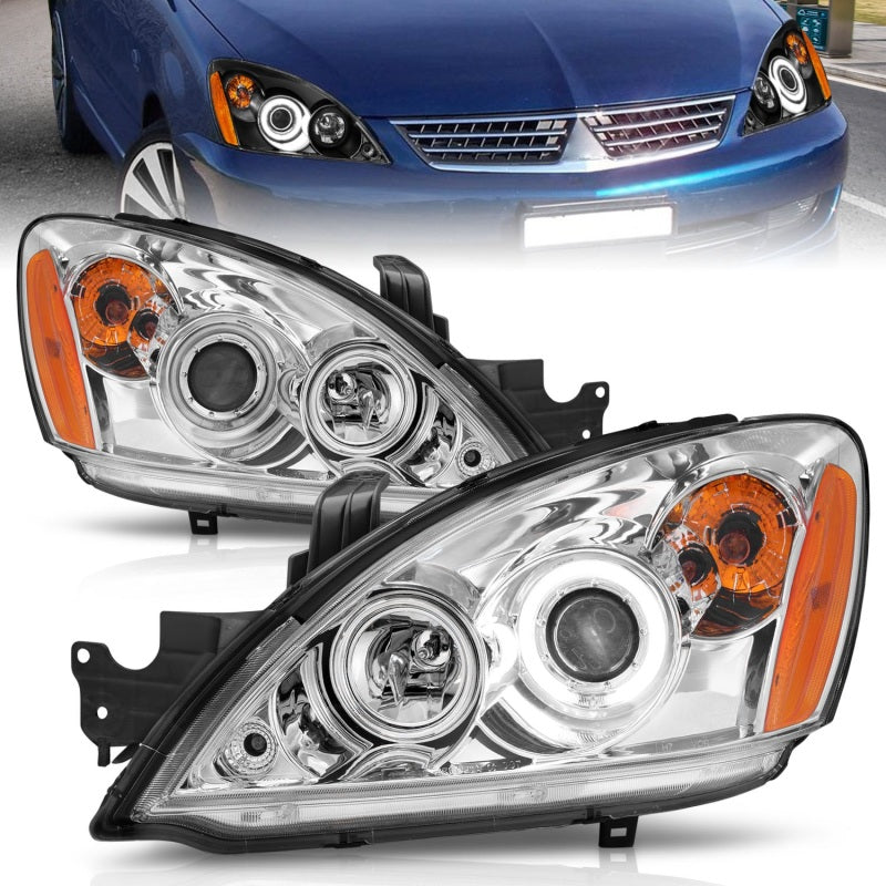 ANZO 2004-2007 Mitsubishi Lancer Projector Headlights w/ Halo Chrome (CCFL) 121103