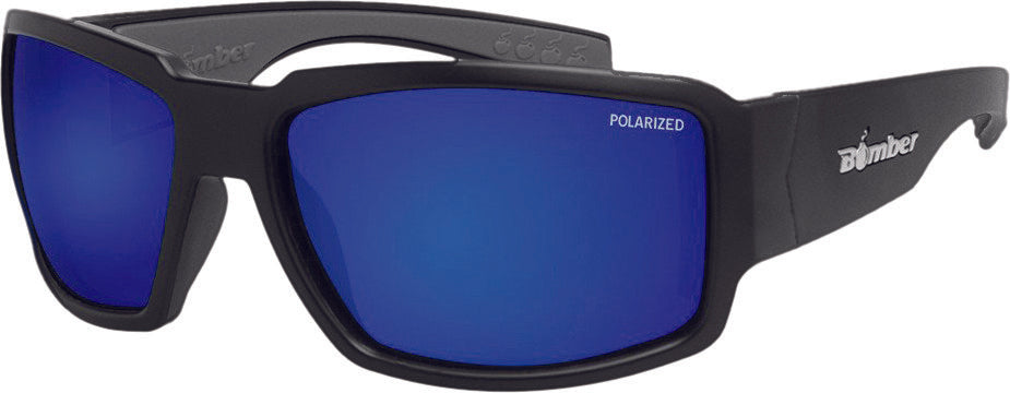 BOMBER Boogie Bomb Eyewear Matte Black W/Blue Mirror Polarized BG111-BM