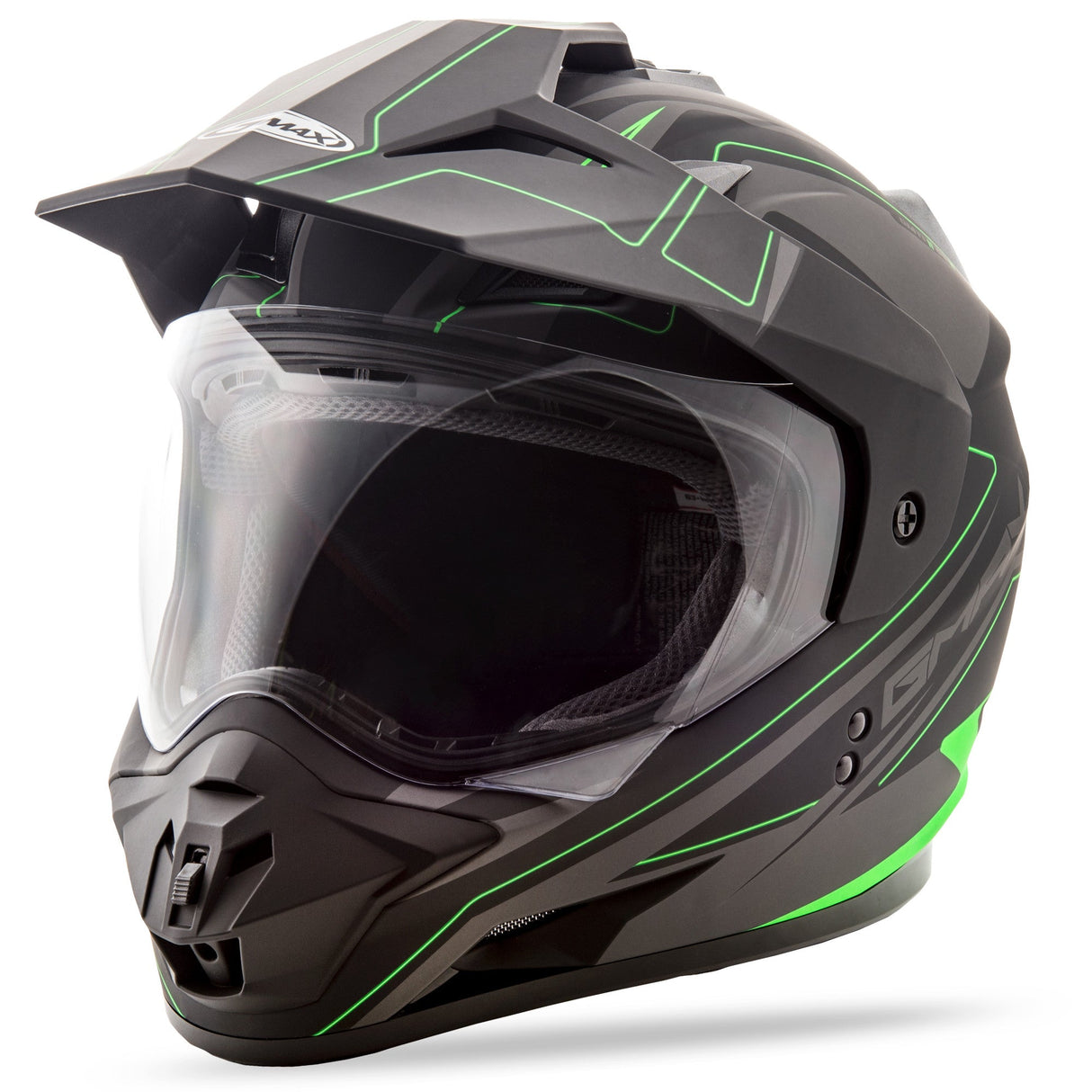 GMAX Gm-11 Dual-Sport Expedition Helmet Matte Blk/Hi-Vis Grn Sm G5112674 TC-23