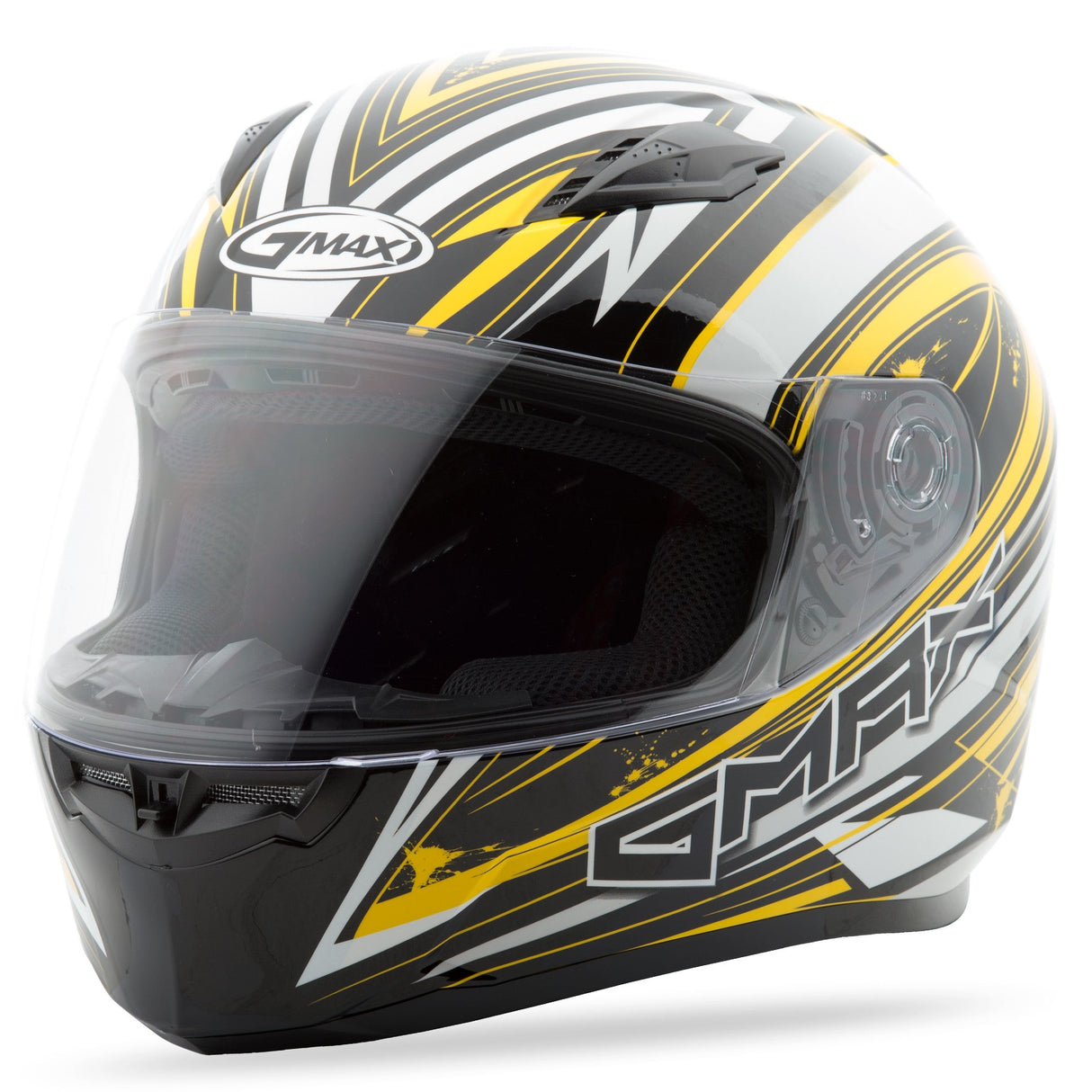 GMAX Ff-49 Full-Face Warp Helmet White/Yellow Lg G7491236 TC-4