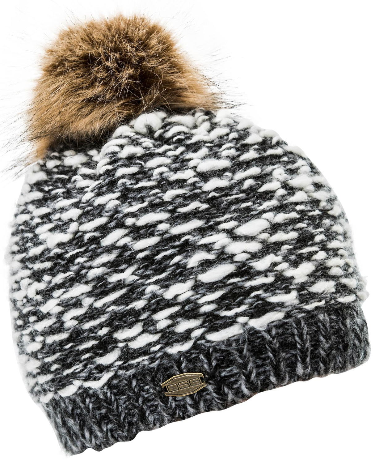 DSG Faux Fur Pom Beanie Black/White 51714