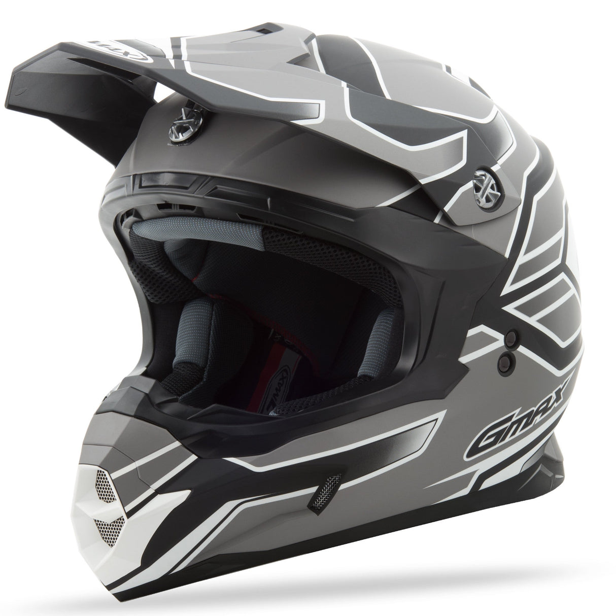 GMAX Mx-86 Off-Road Step Helmet Matte Black/Dark Silver Lg G3862456 TC-17F
