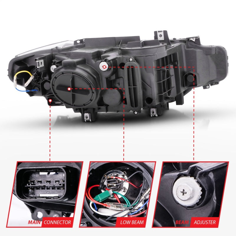 ANZO 2012-2015 BMW 3 Series Projector Headlights w/ U-Bar Black 121504