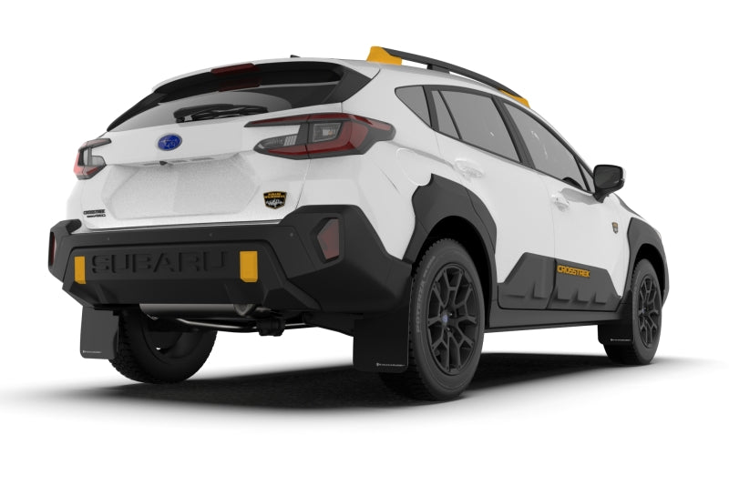 Rally Armor 2024 Subaru Crosstrek (Wilderness Only) Black UR Mudflap W/Wild-Orange Logo No Drill Req MF116-UR-BLK-WOR