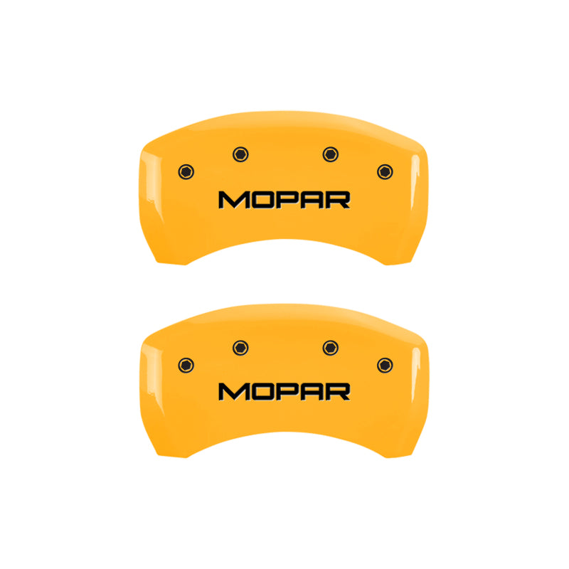 MGP 4 Caliper Covers Engraved Front & Rear MOPAR Yellow finish black ch 12162SMOPYL