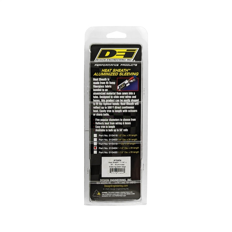 DEI Heat Sheath 1-1/4in I.D. x 3ft - Aluminized Sleeving - Sewn Edge 10404
