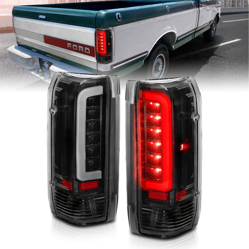 ANZO 1987-1996 Ford F-150 LED Taillights Black Housing Clear Lens (Pair) 311350