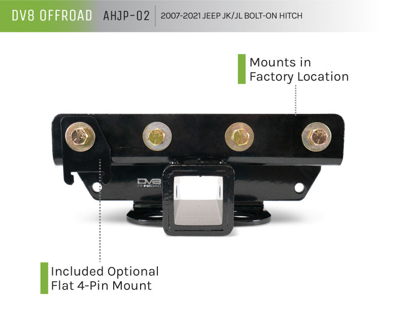 DV8 Offroad 07-21 Jeep Wrangler (JK/JL) Bolt-On Hitch w/o Lights AHJP-02