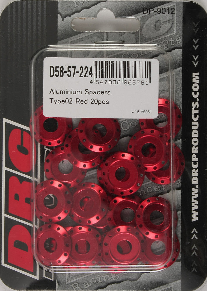 DRC Aluminum Spacers Type 2 Red M6x12mm 20/Pk D58-57-224