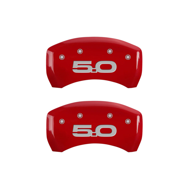 MGP 4 Caliper Covers Engraved Front 2015/Mustang Engraved Rear 2015/50 Red finish silver ch 10201SM52RD