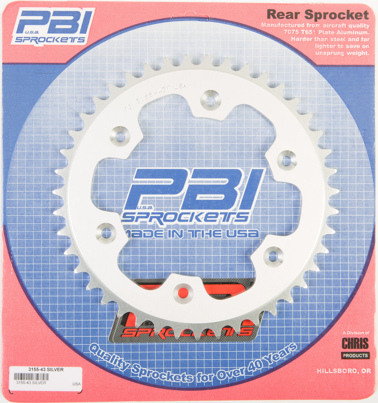 PBIRear Sprocket Aluminum 43t-520 Beta/Hon3155-43-3