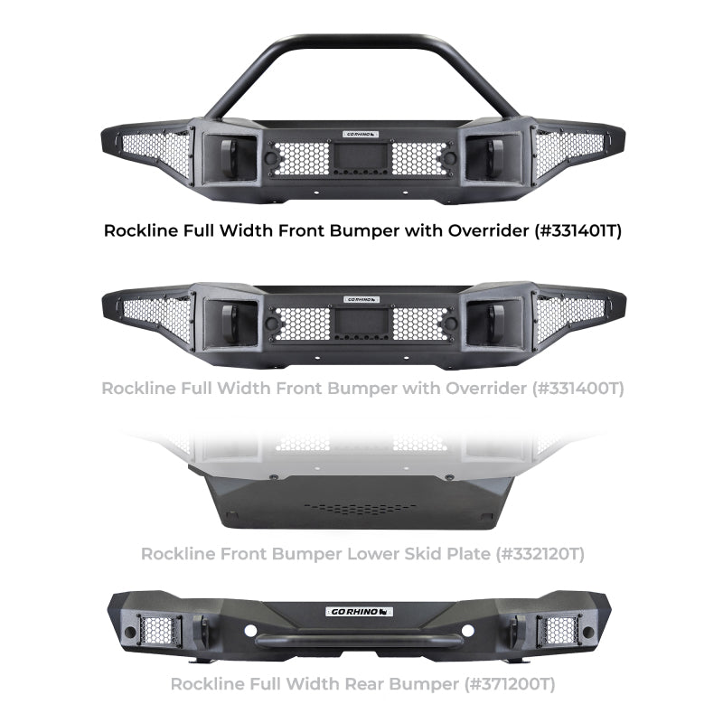 Go Rhino 21-24 Ford Bronco (2 and 4 Door) Rockline Full Width Bumper w/ Overrider Bar 331401T