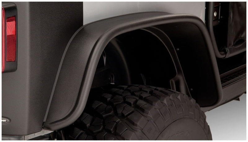 Bushwacker 07-18 Jeep Wrangler Flat Style Flares 2pc Fits 2-Door Sport Utility Only - Black 10052-07